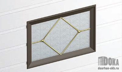 Окно с декоративной вставкой для секционного дверного полотна, размер: 452 × 302 мм