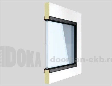 Окно с оргстеклом в алюминиевой раме  для промышленных складных  ворот DoorHan
