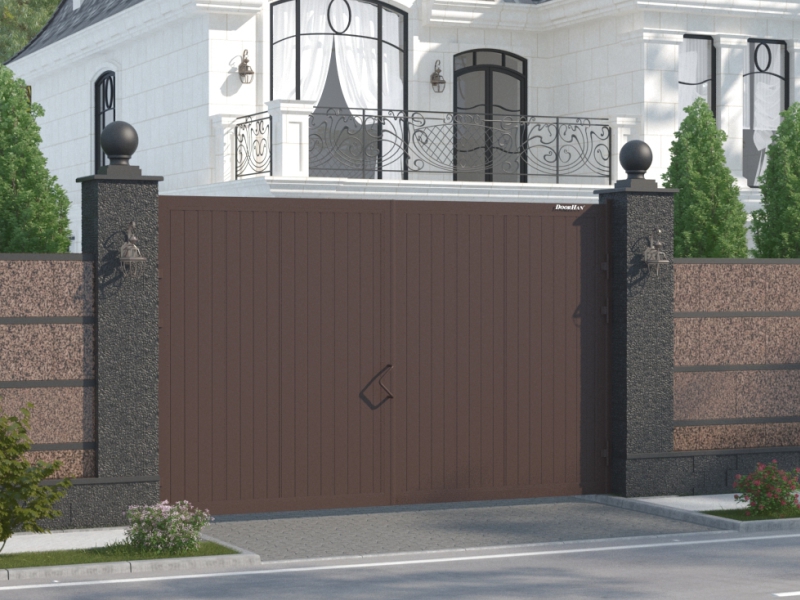 Распашные ворота  цвет коричневый RAL8017  DoorHan  купить в Екатеринбурге