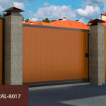 Откатные ворота bp сэндвич-панелей комплект №7 DHSS-4500 x 2100  цвет коричневый ral 8017