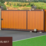 Откатные ворота bp сэндвич-панелей комплект №7 DHSS-4500 x 2100 цвет коричневый ral 8017