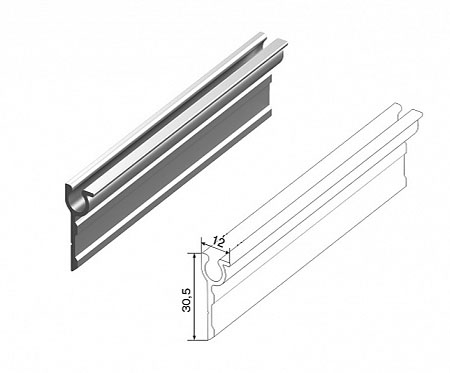 Профиль алюминиевый Верхний — широкая полоса, RAL9006 металлик муар, арт. DHSW-30030/M