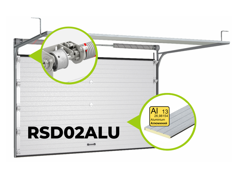Ворота для гаража RSD02ALU с алюмиевыми сэндвич-панелями