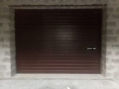 Ворота без из однослойных панелей RSD02SLP в гараж цвет Ral-8014